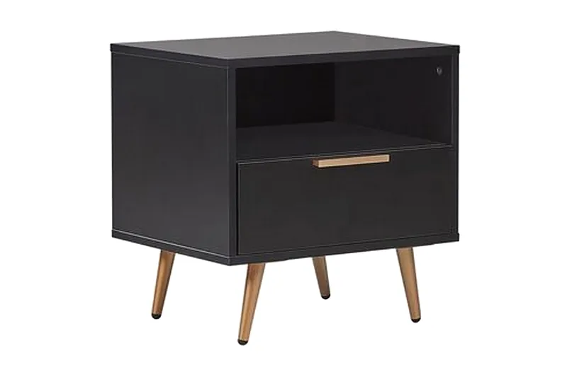 Indio Sängbord 50 cm - Svart/Guld - Möbler - Bord & matgrupp - Avlastningsbord & sidobord - Sängbord & nattduksbord