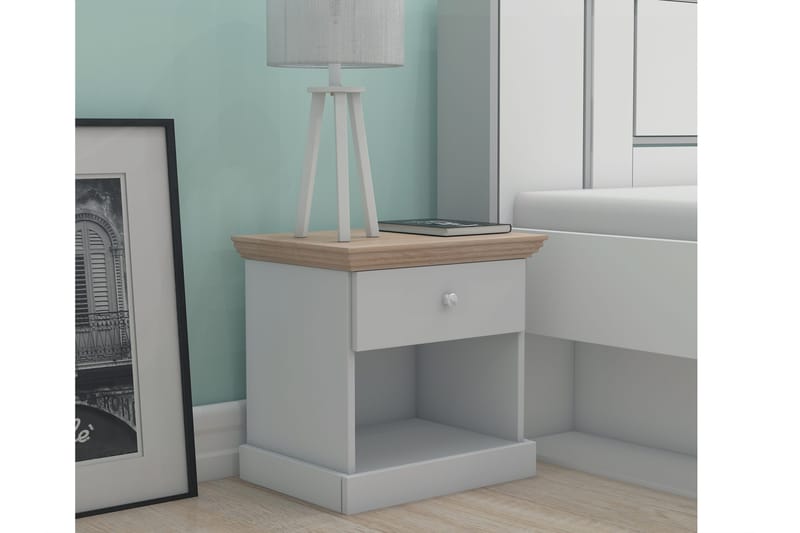 Jundapah Sängbord 45x35 cm, Grå/Brun