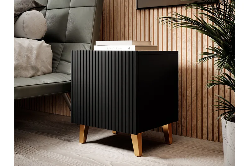 Juniskär Sängbord Fyrkantig Svart|Guld - Möbler - Bord & matgrupp - Avlastningsbord & sidobord - Sängbord & nattduksbord