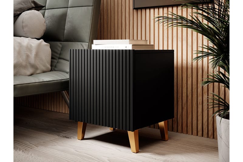Juniskär Sängbord Fyrkantig Svart|Guld - Möbler - Bord & matgrupp - Avlastningsbord & sidobord - Sängbord & nattduksbord