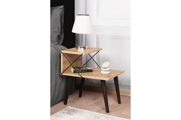 Kaysie Retro Sängbord 50 cm med Trä- och Ekutseende, Förvaring med Hyllor - Natur - Möbler - Bord & matgrupp - Avlastningsbord & sidobord - Sängbord & nattduksbord