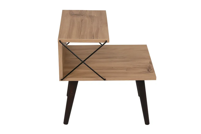 Kaysie Retro Sängbord 50 cm med Trä- och Ekutseende, Förvaring med Hyllor - Natur - Möbler - Bord & matgrupp - Avlastningsbord & sidobord - Sängbord & nattduksbord