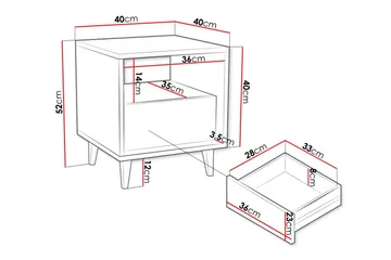 Kintore Sängbord 40 cm - Brun - Möbler - Bord & matgrupp - Avlastningsbord & sidobord - Sängbord & nattduksbord