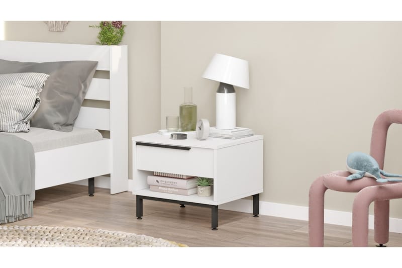 Liyakat Sängbord 53,6 cm, Vit