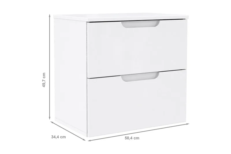 Llanharry Sängbord 50 cm med Förvaring 2 Lådor - Vit - Möbler - Bord & matgrupp - Avlastningsbord & sidobord - Sängbord & nattduksbord