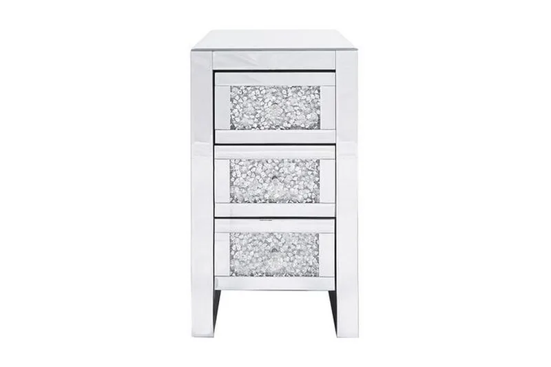 Loray Sängbord med Lådor 30 cm i Glas, Silver