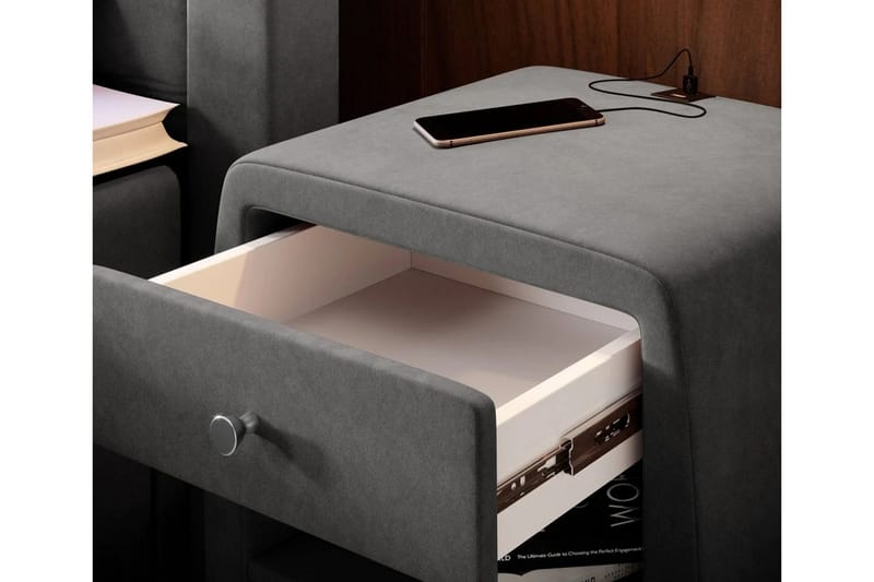 Lysander Sängbord 48 cm med Förvaring Låda - Antracit - Möbler - Bord & matgrupp - Avlastningsbord & sidobord - Sängbord & nattduksbord