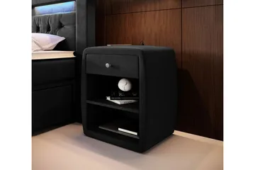 Lysander Sängbord 48 cm med Förvaring Låda - Svart - Möbler - Bord & matgrupp - Avlastningsbord & sidobord - Sängbord & nattduksbord