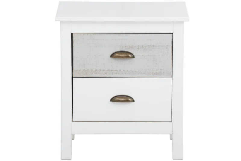 Meridian Sängbord 120 cm, Vit/Ljusgrå