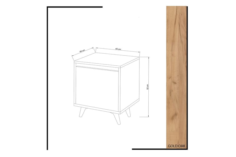 Mod Design Sängbord 45 cm med Förvaring Vitt Skåp - Trä/Vit - Möbler - Bord & matgrupp - Avlastningsbord & sidobord - Sängbord & nattduksbord