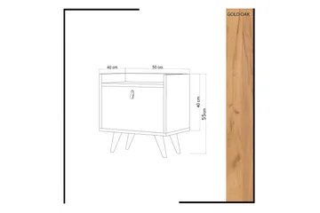 Mod Design Sängbord 50 cm med Förvaring Skåp Läderbeslag - Trä/Vit - Möbler - Bord & matgrupp - Avlastningsbord & sidobord - Sängbord & nattduksbord