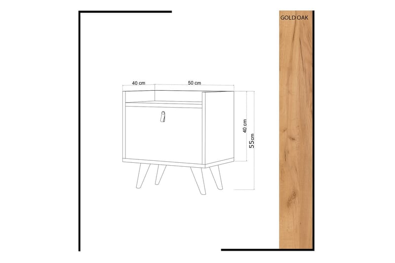 Mod Design Sängbord 50 cm med Förvaring Skåp Läderbeslag - Trä/Vit - Möbler - Bord & matgrupp - Avlastningsbord & sidobord - Sängbord & nattduksbord