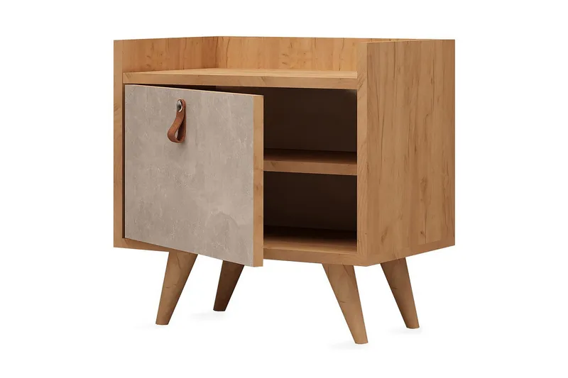 Mod Design Sängbord 50 cm med Förvaring Skåp - Trä/Vit - Möbler - Bord & matgrupp - Avlastningsbord & sidobord - Sängbord & nattduksbord