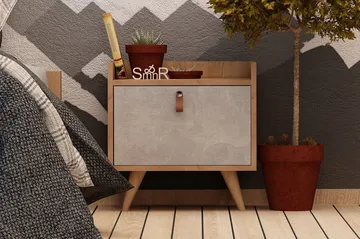 Mod Design Sängbord 50 cm med Förvaring Skåp - Trä/Vit - Möbler - Bord & matgrupp - Avlastningsbord & sidobord - Sängbord & nattduksbord