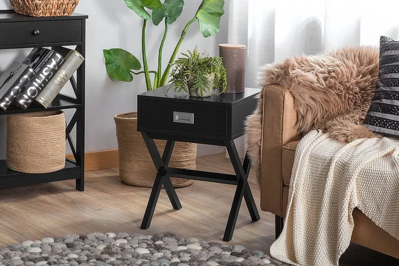 Mondejar Sängbord 40 cm med Förvaring Låda - Svart - Möbler - Bord & matgrupp - Avlastningsbord & sidobord - Sängbord & nattduksbord