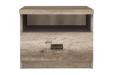 Movico Sängbord 50 cm med Förvaring Låda + Hylla - Ekfärg/Grå - Möbler - Bord & matgrupp - Avlastningsbord & sidobord - Sängbord & nattduksbord