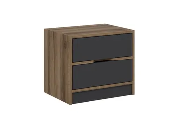 Munna Sängbord & Nattduksbord 54 cm med Trä- och Valnötsutseende, Förvaring med Lådor - Brun - Möbler - Bord & matgrupp - Avlastningsbord & sidobord - Sängbord & nattduksbord