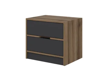 Munna Sängbord & Nattduksbord 54 cm med Trä- och Valnötsutseende, Förvaring med Lådor - Brun - Möbler - Bord & matgrupp - Avlastningsbord & sidobord - Sängbord & nattduksbord