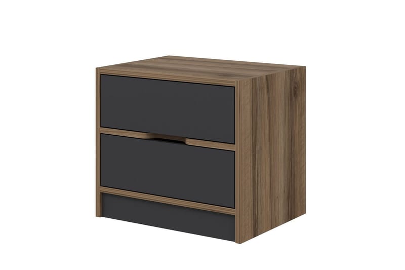 Munna Sängbord & Nattduksbord 54 cm med Trä- och Valnötsutseende, Förvaring med Lådor - Brun - Möbler - Bord & matgrupp - Avlastningsbord & sidobord - Sängbord & nattduksbord