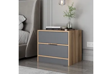 Munna Sängbord & Nattduksbord 54 cm med Trä- och Valnötsutseende, Förvaring med Lådor - Brun - Möbler - Bord & matgrupp - Avlastningsbord & sidobord - Sängbord & nattduksbord