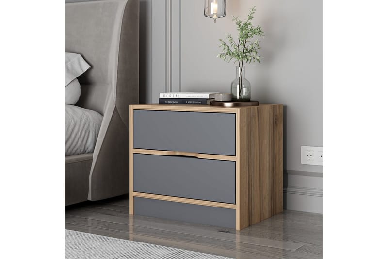 Munna Sängbord 54 cm - Valnöt/Antracit - Möbler - Bord & matgrupp - Avlastningsbord & sidobord - Sängbord & nattduksbord