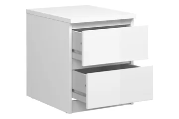 Naia Sängbord 40 cm med Förvaring 2 Lådor - Vit Högglans - Möbler - Bord & matgrupp - Avlastningsbord & sidobord - Sängbord & nattduksbord