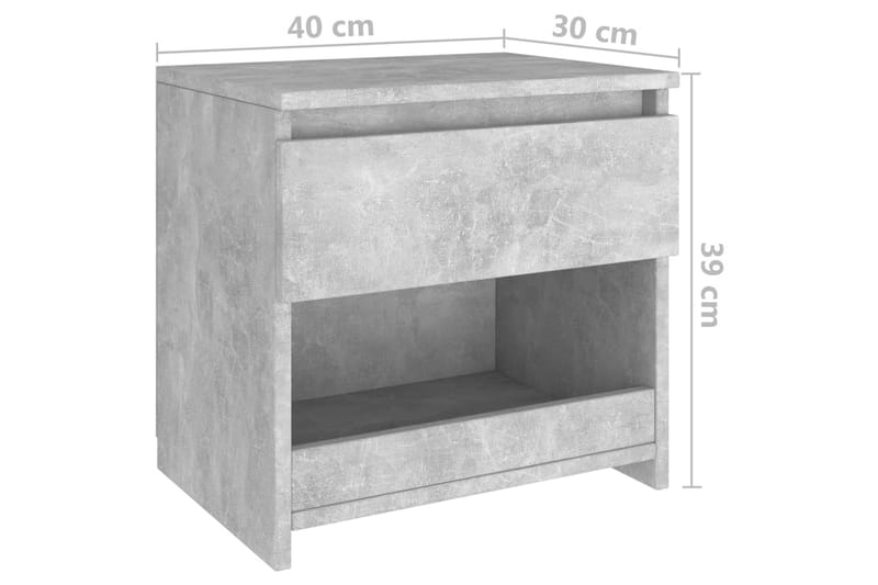 Nattduksbord 2 st betonggrå 40x30x39 cm spånskiva - Grå - Sängbord & nattduksbord