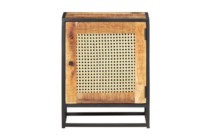 Nattduksbord 40x30x50 cm grovt mangoträ och naturlig rotting - Brun - Sängbord & nattduksbord