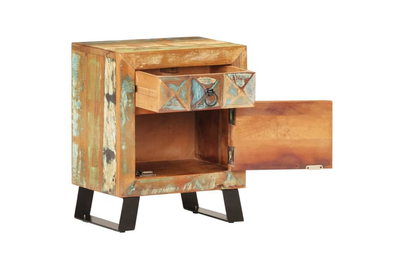 Nattduksbord 40x30x50 cm massivt återvunnet trä - Flerfärgad - Sängbord & nattduksbord