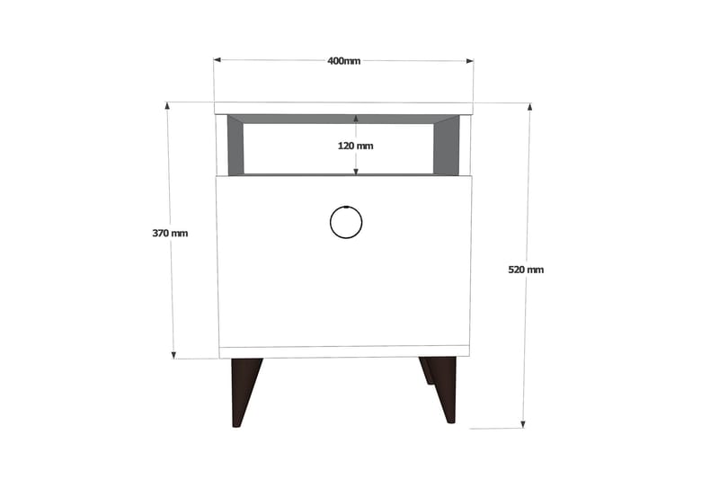 Nattduksbord Bazzanella 52 cm - Vit - Sängbord & nattduksbord
