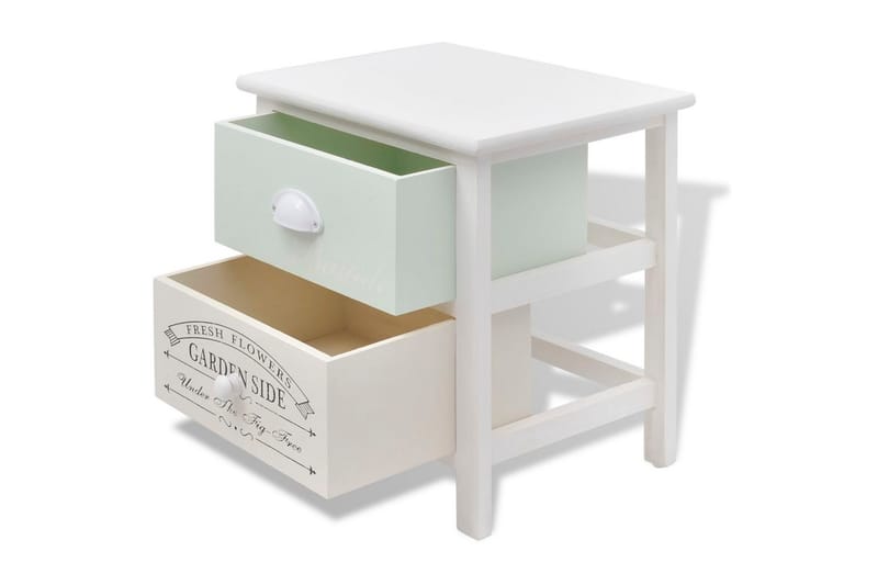 Nattduksbord i fransk stil 2 st trä - Vit - Sängbord & nattduksbord