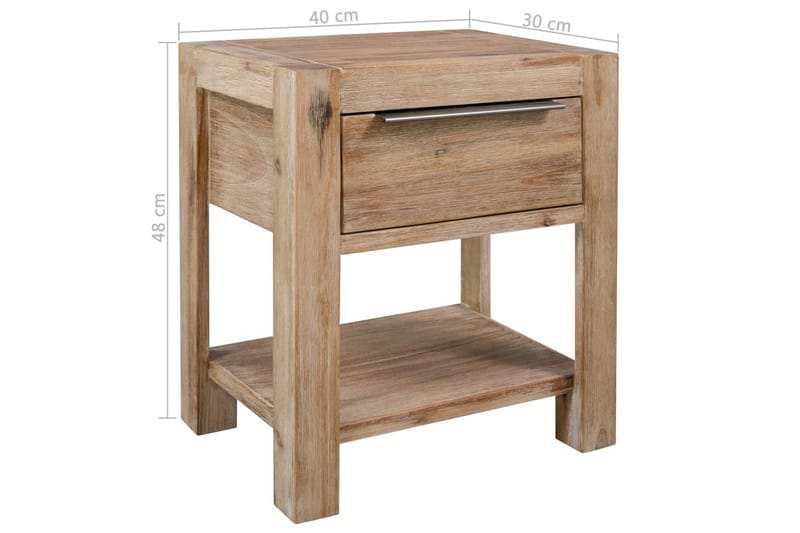 Nattduksbord med lådor 2 st 40x30x48 cm massivt akaciaträ - Brun - Sängbord & nattduksbord