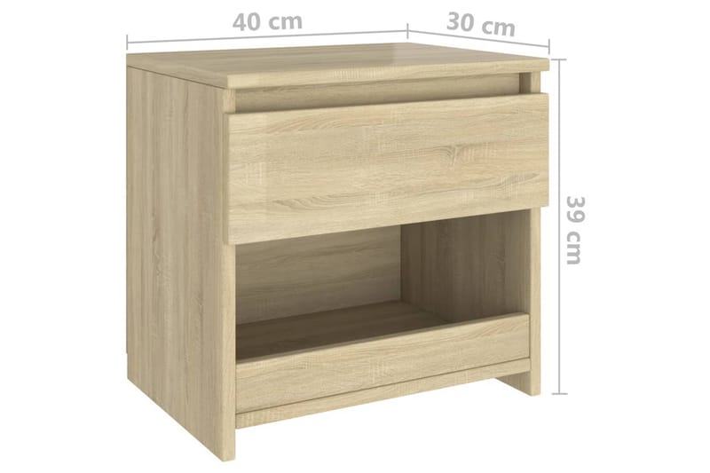 Nattduksbord sonoma-ek 40x30x39 cm spånskiva - Brun - Sängbord & nattduksbord