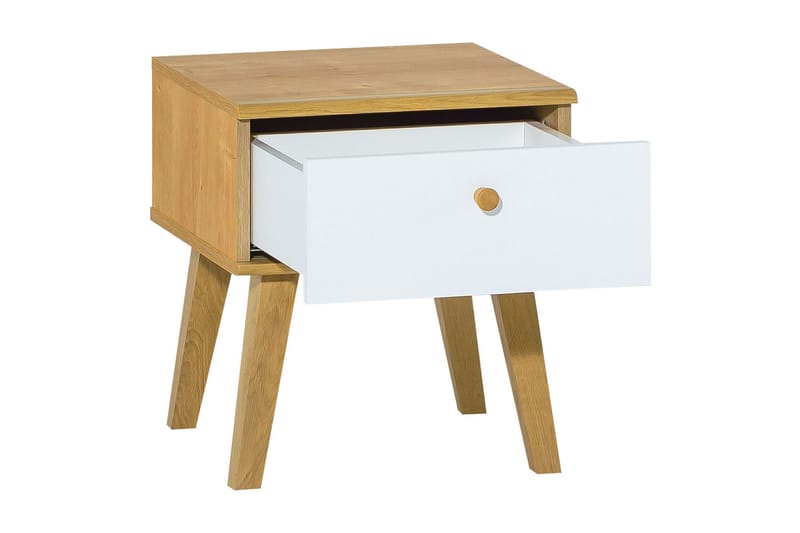 Nature Sängbord 40 cm med Förvaring Vit/Ek - Trä/natur - Möbler - Bord & matgrupp - Avlastningsbord & sidobord - Sängbord & nattduksbord