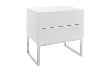 Nola Sängbord 50 cm Höga Ben med Förvaring 2 Lådor - Vit - Möbler - Bord & matgrupp - Avlastningsbord & sidobord - Sängbord & nattduksbord