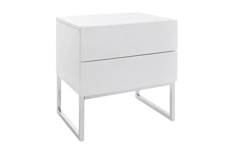 Nola Sängbord 50 cm Höga Ben med Förvaring 2 Lådor - Vit - Möbler - Bord & matgrupp - Avlastningsbord & sidobord - Sängbord & nattduksbord
