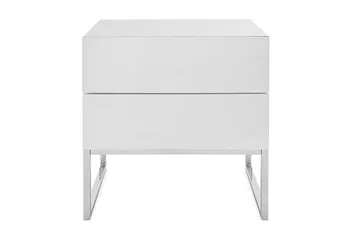 Nola Sängbord 50 cm Höga Ben med Förvaring 2 Lådor - Vit - Möbler - Bord & matgrupp - Avlastningsbord & sidobord - Sängbord & nattduksbord