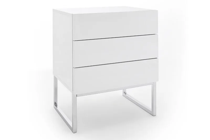 Nola Sängbord 50 cm Höga Ben med Förvaring 3 Lådor - Vit - Möbler - Bord & matgrupp - Avlastningsbord & sidobord - Sängbord & nattduksbord