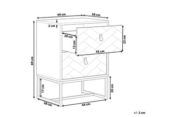 Nueva Sängbord & Nattduksbord 49 cm i Konstläder med Trä- och Valnötsutseende, Förvaring med Lådor - Vit - Möbler - Bord & matgrupp - Avlastningsbord & sidobord - Sängbord & nattduksbord