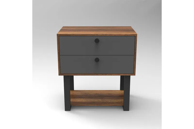 Numandro Sängbord 80 cm - Teak/Antracit - Möbler - Bord & matgrupp - Avlastningsbord & sidobord - Sängbord & nattduksbord