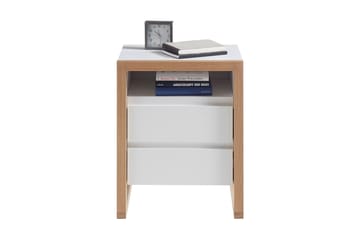 Nuzman Nattduksbord 48 cm - Vit/Ek - Möbler - Bord & matgrupp - Avlastningsbord & sidobord - Sängbord & nattduksbord