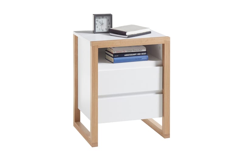 Nuzman Nattduksbord 48 cm - Vit/Ek - Möbler - Bord & matgrupp - Avlastningsbord & sidobord - Sängbord & nattduksbord