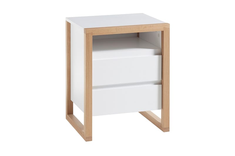 Nuzman Nattduksbord 48 cm - Vit/Ek - Möbler - Bord & matgrupp - Avlastningsbord & sidobord - Sängbord & nattduksbord