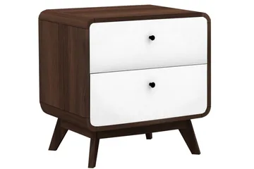Olivet Sängbord & Nattduksbord 51 cm med Trä- och Valnötsutseende, Förvaring med Lådor - Valnötsbrun - Möbler - Bord & matgrupp - Avlastningsbord & sidobord - Sängbord & nattduksbord