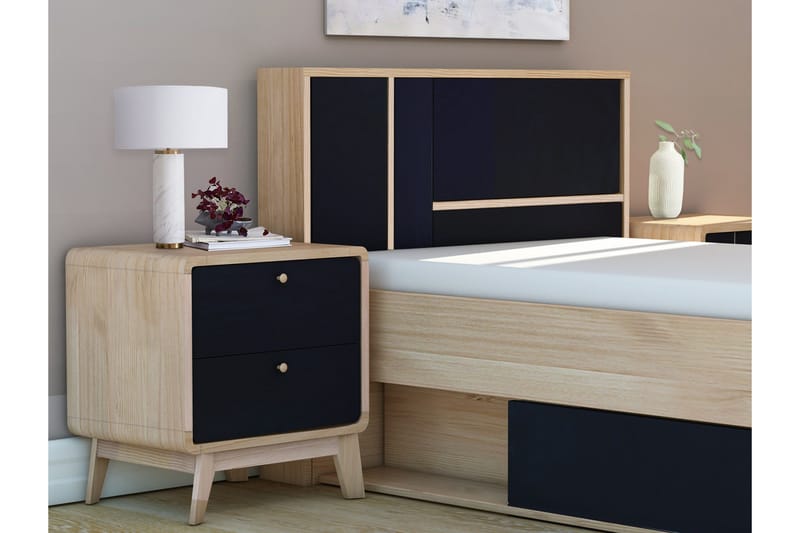 Olivet Sängbord 51 cm - Natur/Svart - Möbler - Bord & matgrupp - Avlastningsbord & sidobord - Sängbord & nattduksbord