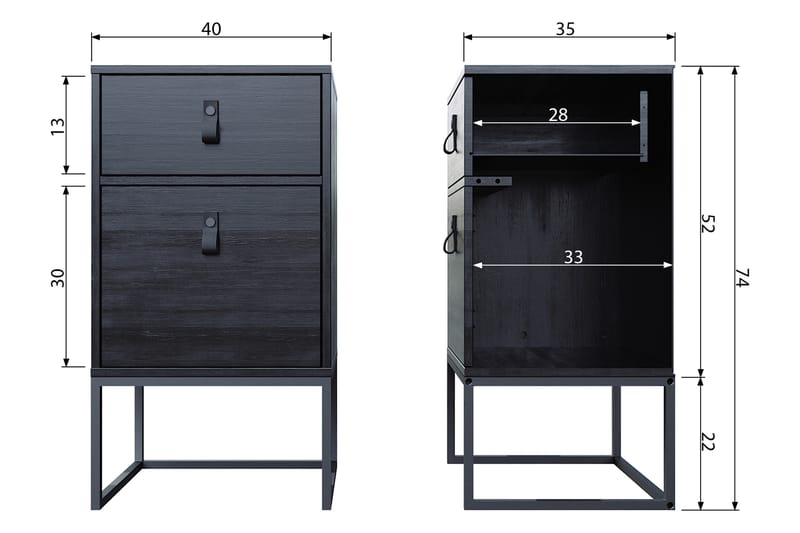 Ottoline Sängbord 40 cm - Svart - Möbler - Bord & matgrupp - Avlastningsbord & sidobord - Sängbord & nattduksbord