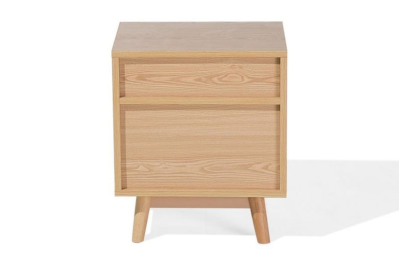 Peinmore Sängbord 40 cm med Förvaring 2 Lådor + Hylla - Brun/Vit/Grå - Möbler - Bord & matgrupp - Avlastningsbord & sidobord - Sängbord & nattduksbord