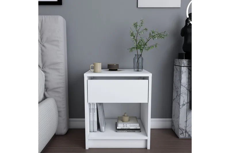 Rinorea Sängbord 44,6x52,8 cm - Vit - Möbler - Bord & matgrupp - Avlastningsbord & sidobord - Sängbord & nattduksbord