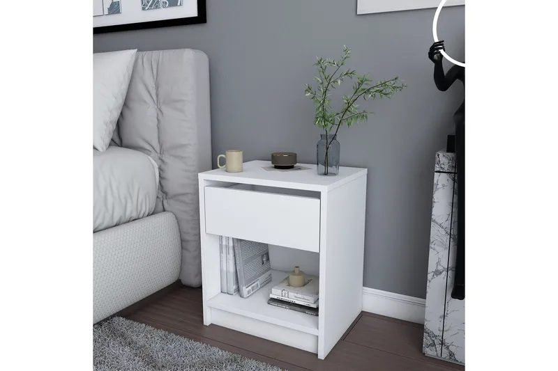 Rinorea Sängbord 44,6x52,8 cm - Vit - Möbler - Bord & matgrupp - Avlastningsbord & sidobord - Sängbord & nattduksbord