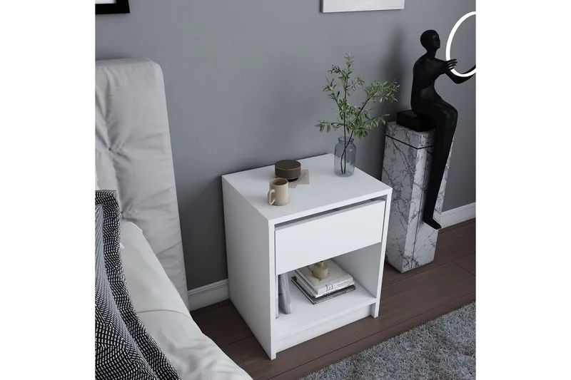 Rinorea Sängbord 44,6x52,8 cm - Vit - Möbler - Bord & matgrupp - Avlastningsbord & sidobord - Sängbord & nattduksbord